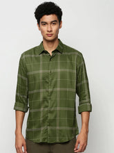 Men Green Checked Casual Casual Shirts-TRUJETTWILL-5482-Green